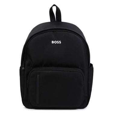 BOSS Backpack o mochila para niño y adolescente color negro pequeño logo blanco
